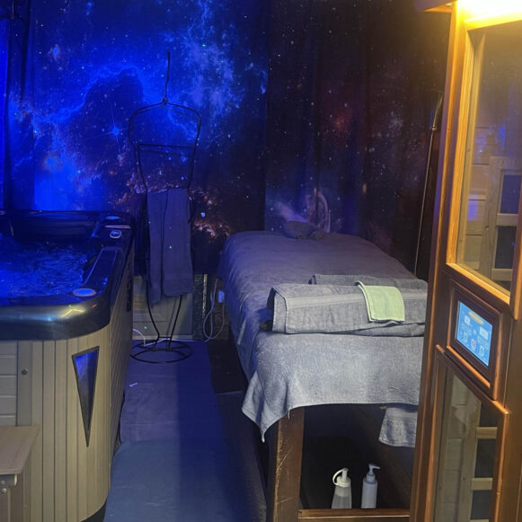 Massage table, sauna, and spa